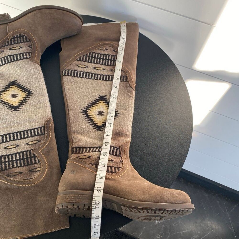 Born Lucero Tall Blanket Boots Leather Women Sz 6 Taupe Western Tribal - Picture 8 of 16